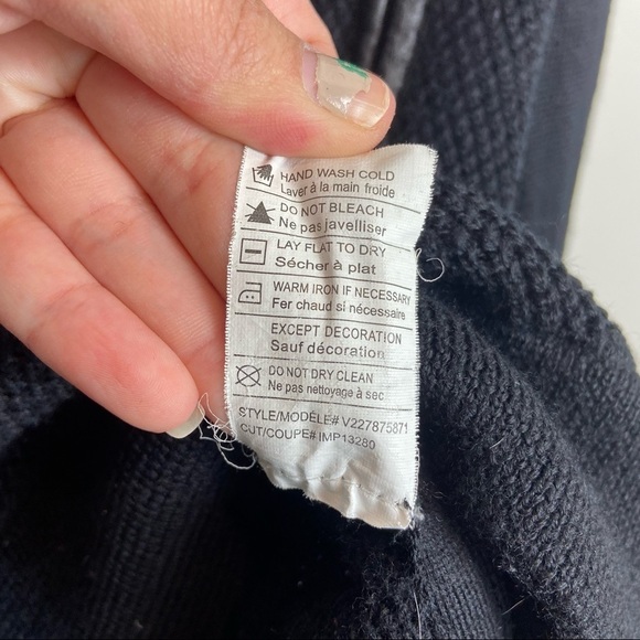 Vince 100% wool leather trimmed zip textured black sweater size XXS - Picture 7 of 9